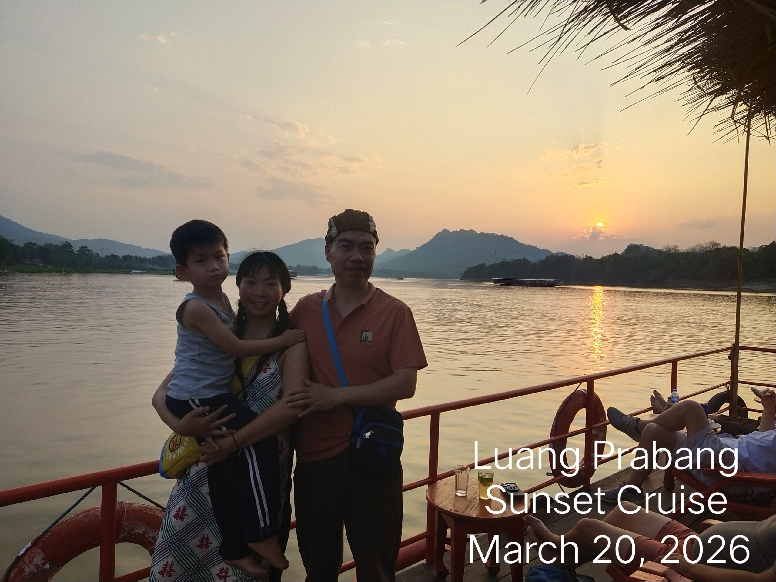Luang Prabang Laos, Sunset Cruise, Me, my wife and my son.